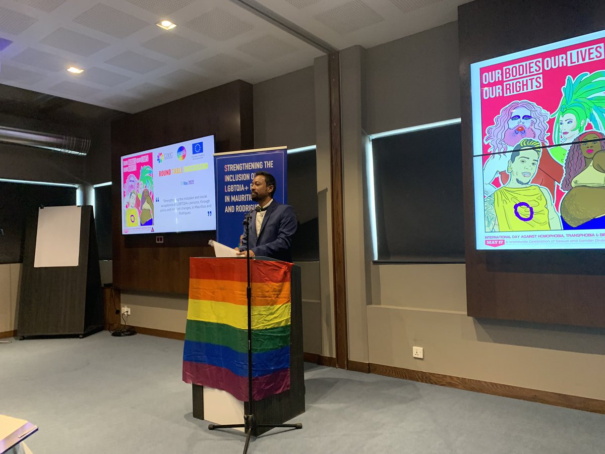 AusHC_MU's tweet photo. On #IDAHOBIT2022, thankyou 🙏 to @CAEC_Mauritius for all you do advancing the rights &amp; dignity of LGBTIQA+ people in Mauritius &amp; Rodrigues. Australia stands with you today, &amp; everyday. 🇦🇺 🇲���� 💪 🌈 https://t.co/mbYgWDwbrk