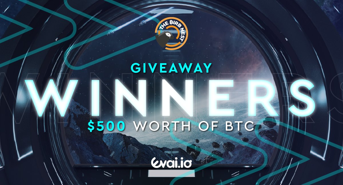 Our collaborative giveaway with <a href="/TheBirbNest/">THE ₿IRB NEST</a> has concluded and 5 eligible winners have been chosen by The Birb Nest team!🏅

All winners will be contacted by the Evai team as we process prizes. Thank you all for taking part and stay tuned as more giveaways are on the horizon​!🔜