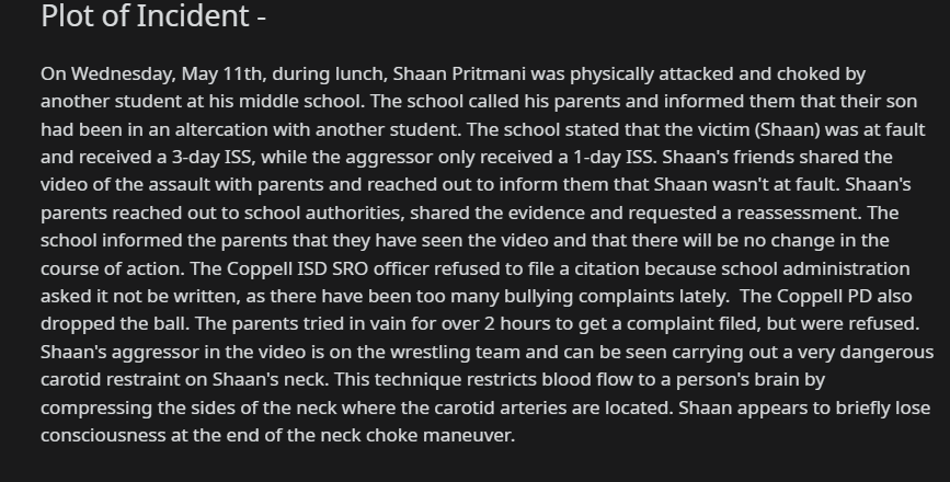 S44D71928697's tweet image. Assaults at Schools - PROTECT THE VICTIM - Sign the Petition! chng.it/C2XjQYdx via @ChangeOrg_India  #Assault on #Shaan 
#StopBeingRacist