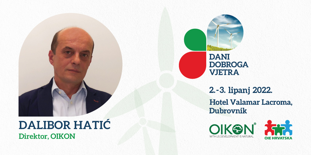 „ Nužno je na #DDV2022 razgovarati o zaštiti okoliša u razvoju #vjetroelektrana i otkloniti postojeće sumnje o neprihvatljivosti realizacije ovih energetskih potencijala u Hrvatskoj i šire.“
Dalibor Hatić, Direktor <a href="/OikonLtd/">OIKON Ltd.</a> 

Prijavite se na #DDV2022: oie.hr/dani-dobroga-v…