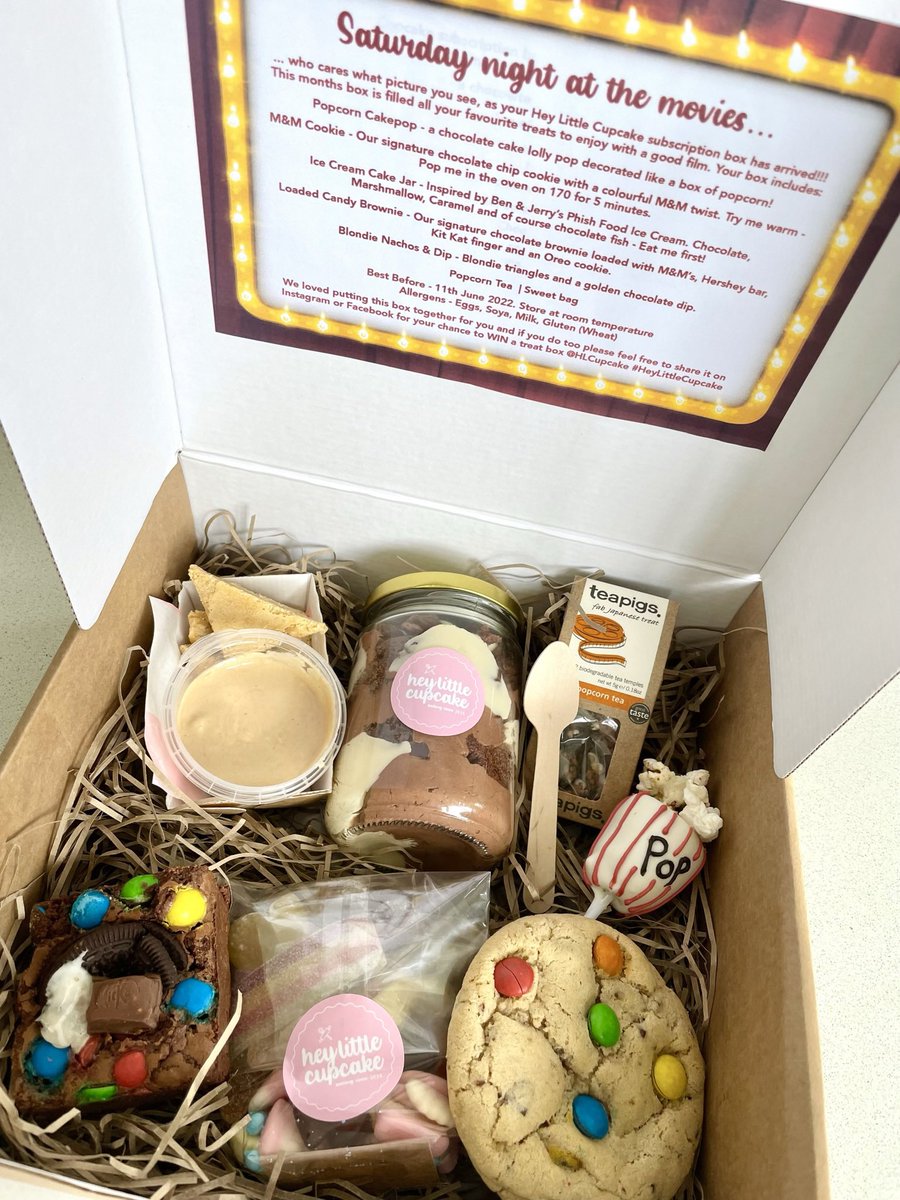 HLCupcake's tweet photo. Introducing our June subscription box. Join us for a night at the #movies πΏπ¬π₯
#treatbox #subcriptionbox #postaltreats #nightatthemovies #heylittlecupcake https://t.co/zwuyeYO1ss https://t.co/P2kOlgZgoi