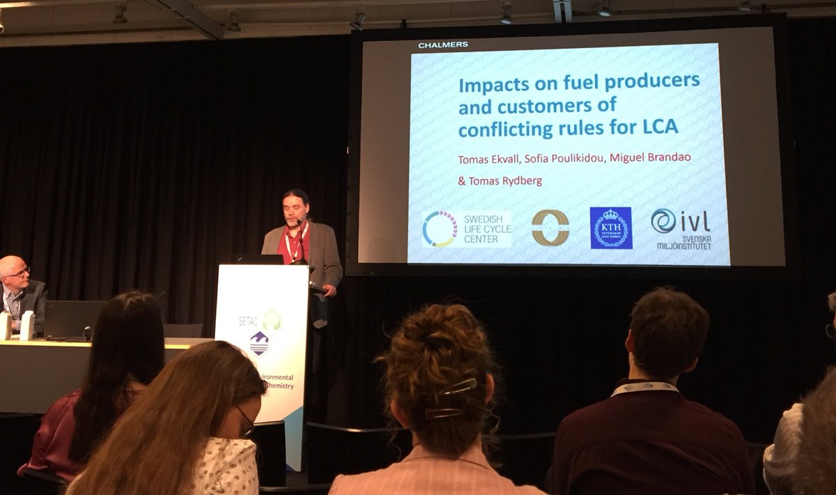 The <a href="/Lifecyclecenter/">lifecyclecenter.se</a> project ’Impacts on fuel producers and customers of conflicting rules for #lca’ is being presented by Tomas Ekvall at #SETACCopenhagen 
 <a href="/f3_centre/">f3_Centre</a> <a href="/chalmersuniv/">Chalmers University of Technology</a> <a href="/chalmersTME/">ChalmersTME</a> <a href="/Production_AoA/">Chalmers Production</a> <a href="/IVLSvenskaMiljo/">IVL</a> <a href="/KTHuniversity/">KTH Royal Institute of Technology</a>
