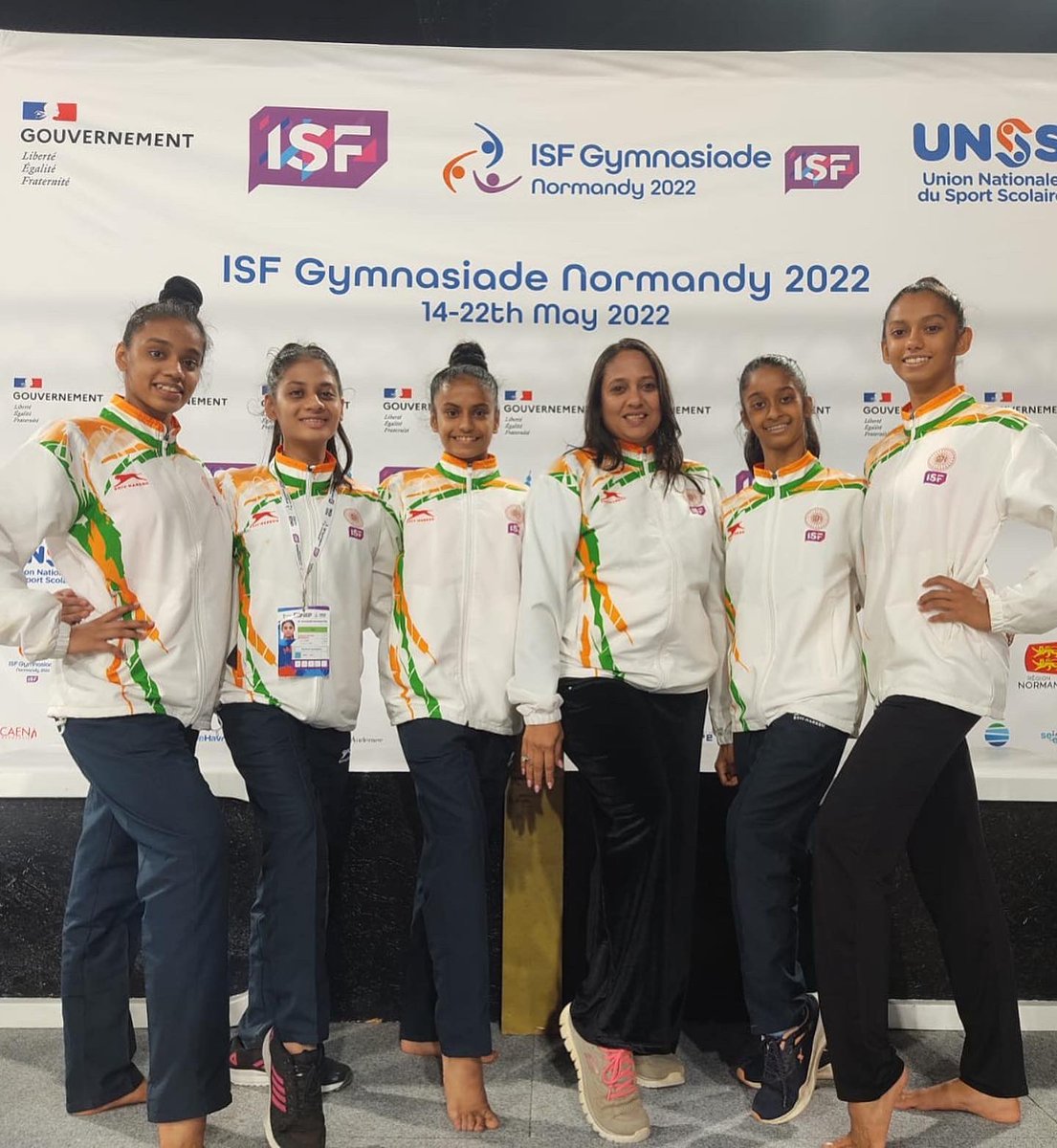 PremierRhythmic's tweet photo. The Indian Rhythmic Gymnastics Team is gearing up with excitement at the @ISFsports Gymnasiade Normandy 2022.
Indian Team 🇮🇳 includes PRGA Rhythmic Gymnast Nishka Kale
Indian RG Team Coach - PRGA Founder, Chief Coach &amp; International Judge Varsha Upadhye ⭐️ #isfgymnasiade2022 https://t.co/cPUHEg6fFP