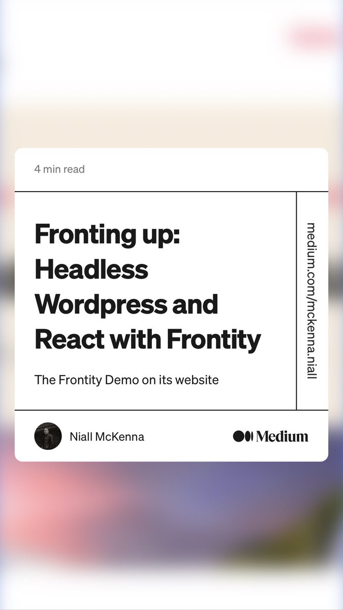 niall_nigey's tweet photo. “Fronting up: Headless Wordpress and React with Frontity” by Niall McKenna
https://t.co/dqoZ2icGo7
#react #wordpress #headlesscms #frontity https://t.co/hP5T34jCb2