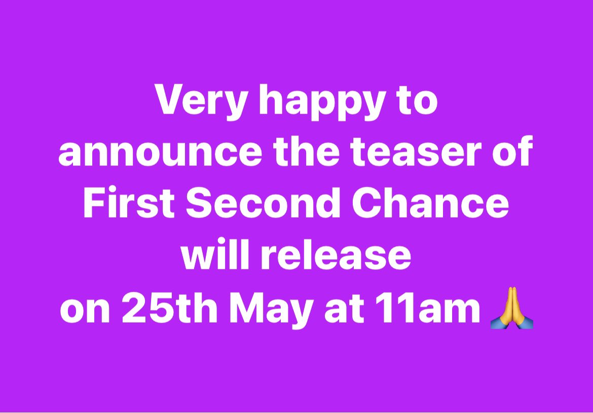 LakshmiRIyer's tweet photo. Very happy to announce the teaser of 
First Second Chance will release 
on 25th May at 11am 🙏
 @ananthmahadevan @renukash @Devoleena_23 @SanghaNikhil @sahil_uppal01 @mrcthevar @bhaskarville @hamsika_iyer @resulp @vijaycanaries https://t.co/x7CdmvLARK