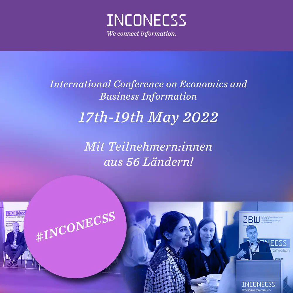 ZBW_MediaTalk's tweet image. Heute beginnt die "International Conference on Economics and Business Information" und auf Twitter kann man unter dem Hashtag #INCONECSS ein klein wenig von der Konferenz mitverfolgen. | @ZBW_news inconecss.eu