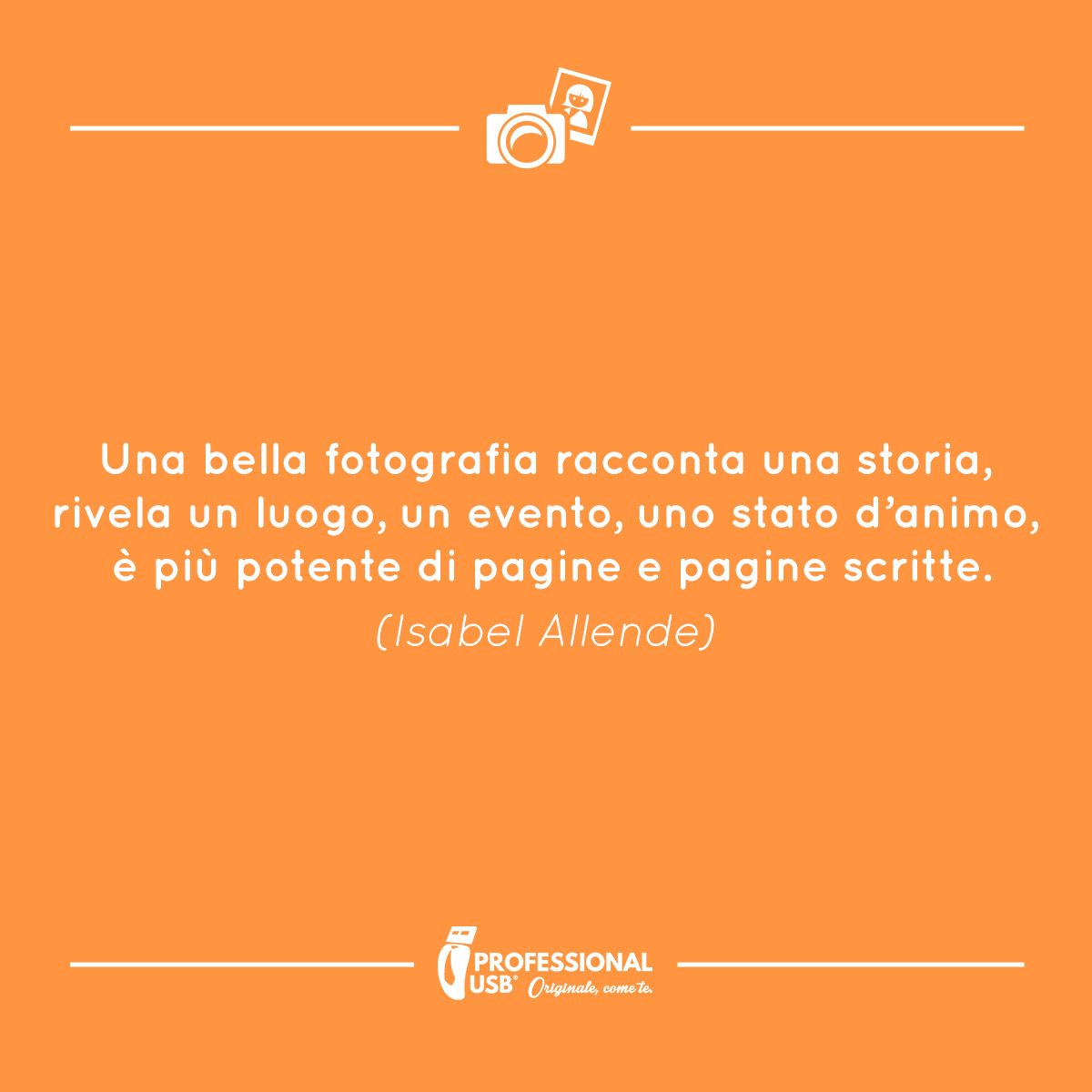 ProfessionalUsb's tweet photo. Un’immagine vale più di mille parole
#fotografi #fotografia #photographer #photography #photograph #isalbeallende #ProfessionalUSB #idearegalo #pendrive #gadget #regaliaziendali #regalionline #ideeregalo https://t.co/yBdc8jiwIg