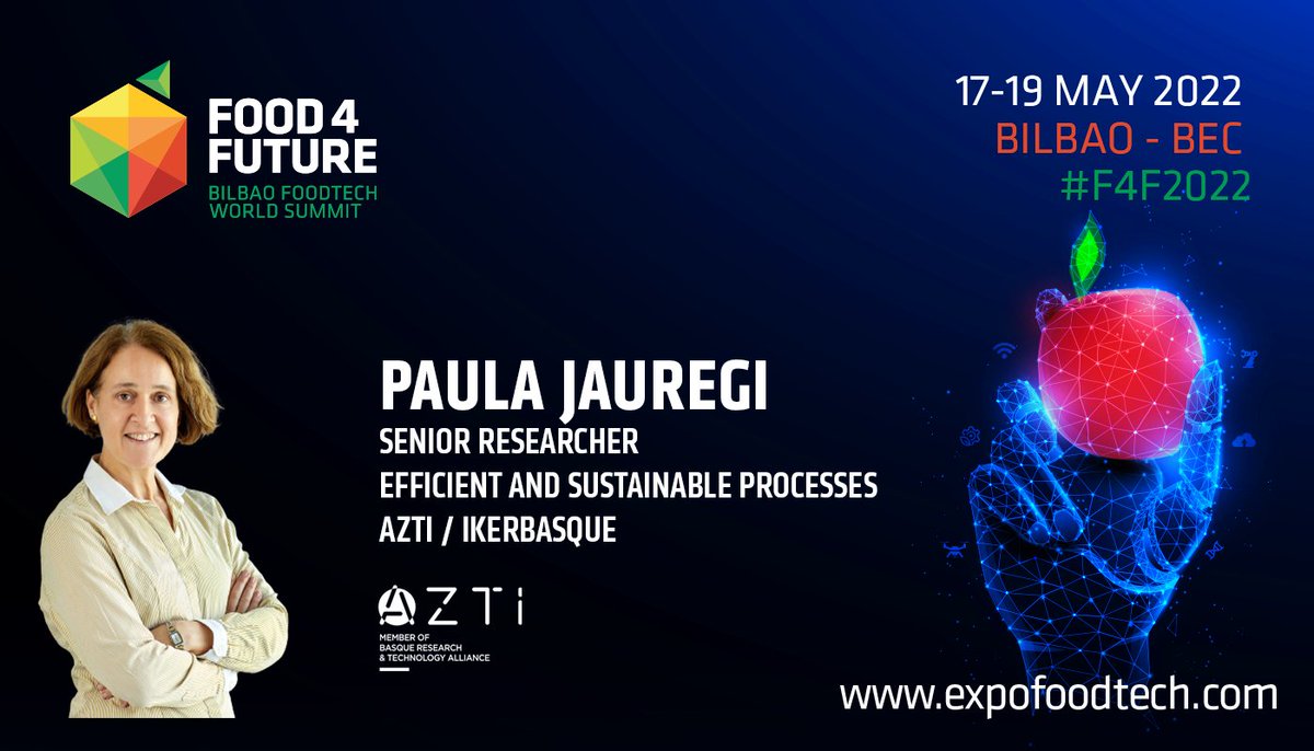 📢📢 Today!!

Researcher Paula Jauregi (<a href="/Ikerbasque/">Ikerbasque</a>) will aexplore new 
substances called “novel ingredients” used to fortify certain foods with nutrients at the "Novel Foods and Ingredients" session.

#F4F2022

🕘13:00
🚩 FoodTech StartUp Theatre
🔗bit.ly/3vZE6TV