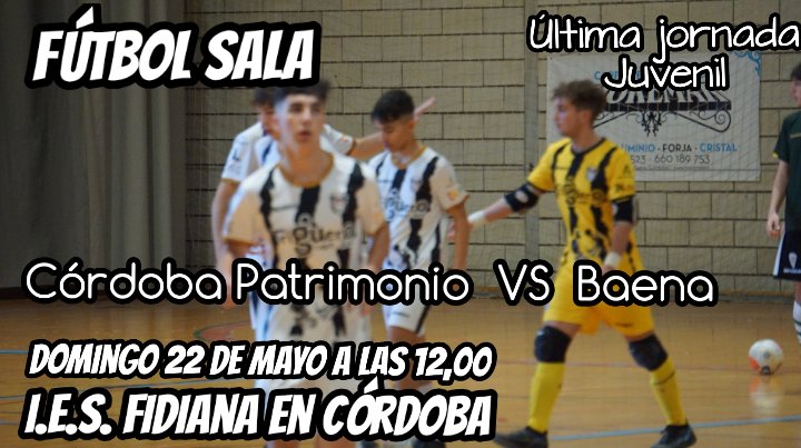 Este domingo, finalizará la temporada para el fútbol sala Baenense 

Los chicos de Julio Lozano  viajarán a Córdoba para enfrentarse al segundo clasificado, el filial del Córdoba Patrimonio.

Broche de oro, para una gran temporada.

#baenafutsal #somosjuveniles