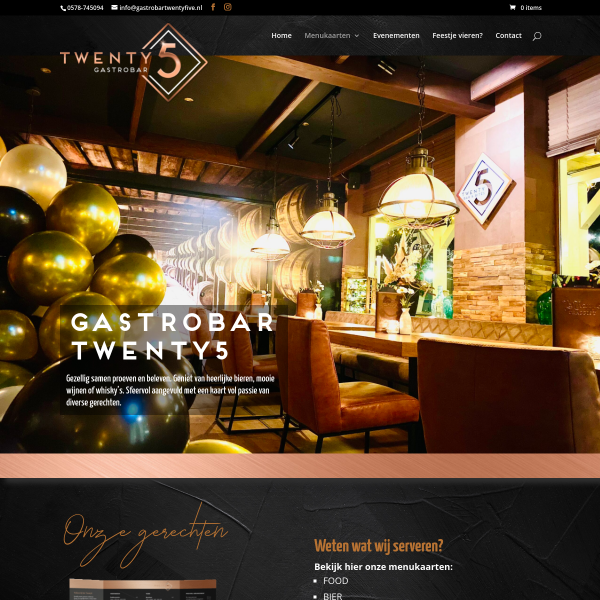 Fijne samenwerking met 2BHIP reclame resulteert in een prachtige website: gastrobartwentyfive.nl
