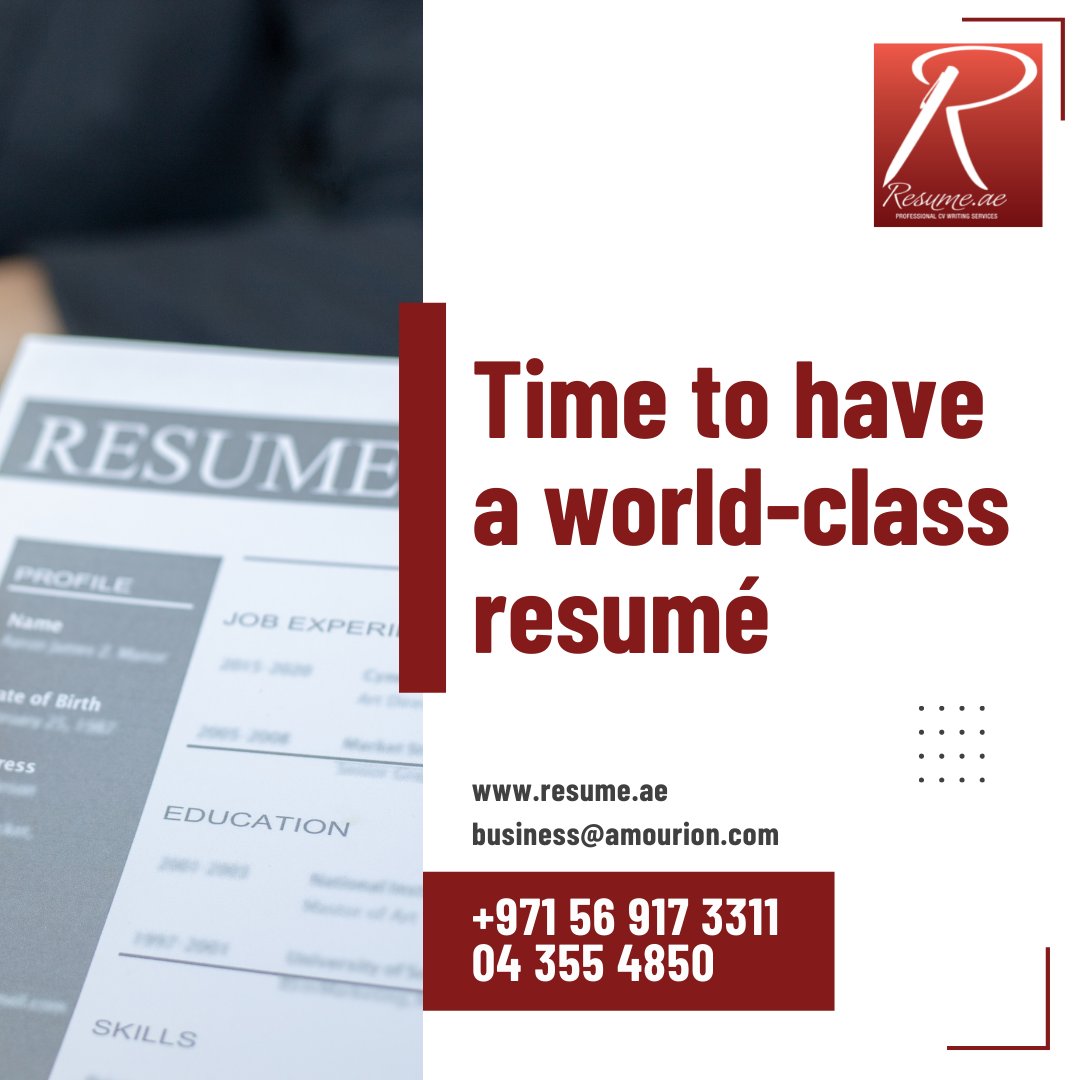 resumeae's tweet photo. In a world where top posts now require a CV that goes beyond just a summary of your experience and qualifications, only a professionally written, world-class resumé will make your profile stand out.

Visit us at https://t.co/MAgoeZcCIq for more.
.
.
#cv #experience #resumewriting https://t.co/Ym12WZ5xXH