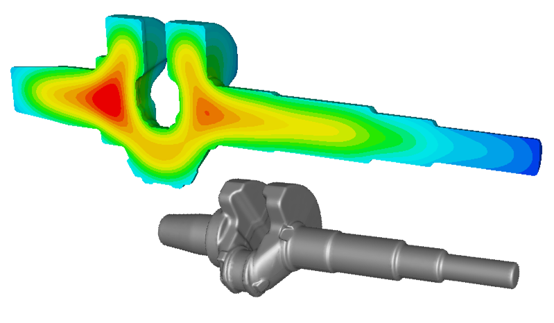 📷 This #simulation shows the temperature evolution during oil #quenching of a single cylinder crankshaft. It can be made with SIMHEAT® or FORGE® software. Courtesy of AMW. 
👉 hubs.ly/Q017hpV60

#Transvalor #HeatTreatment #SIMHEAT #FORGE #Automotive #Aerospace #Process