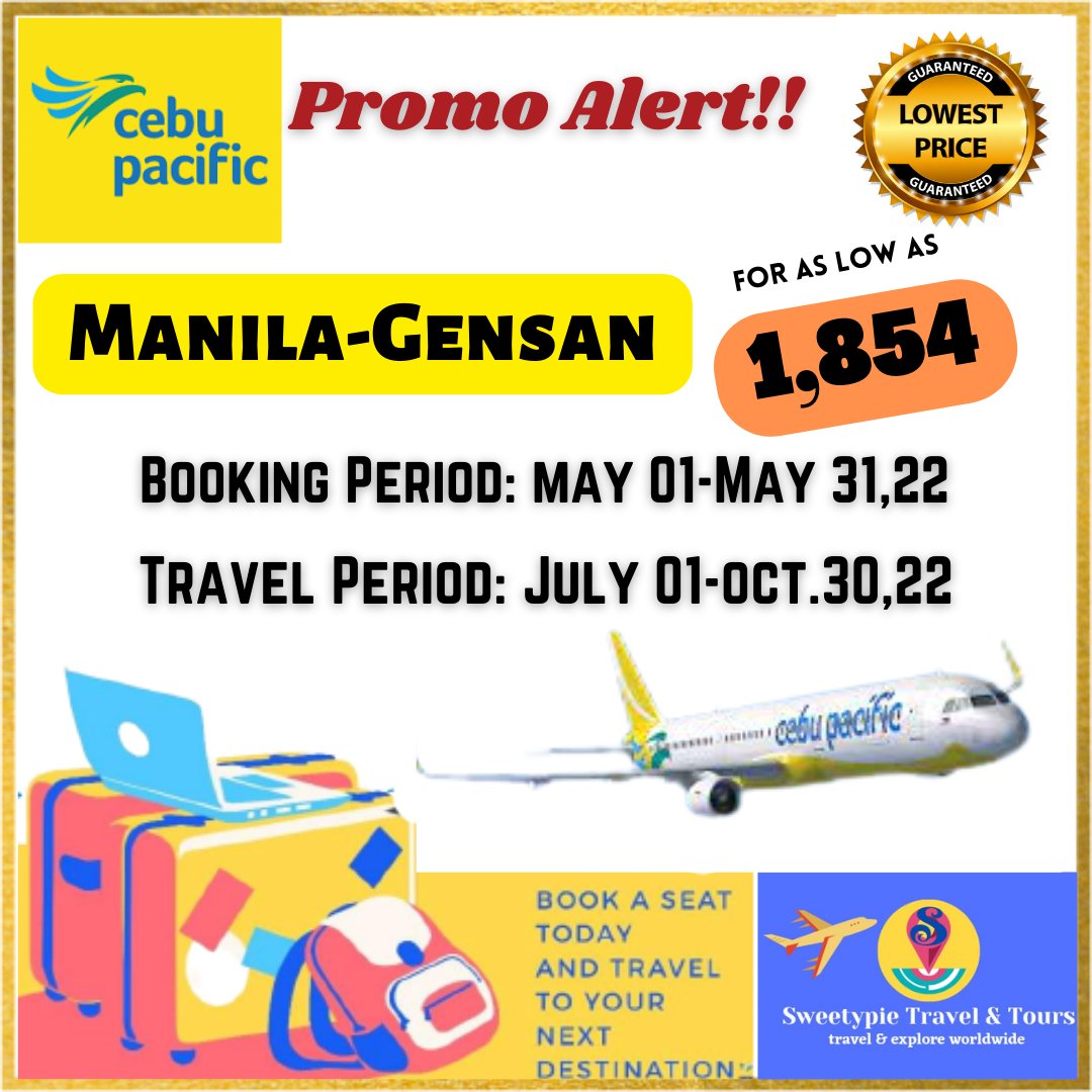 Chard4774's tweet photo. SUPER SAVER FARE!!

Limited seats and Selected dates only
Booking period:May 1-31,22
Travel period:July 1-Oct 30,22

Dm

Messenger:
https://t.co/YWdhWoufLP

Fb page:
https://t.co/E4dq37h6FU

Web:
https://t.co/wO5KXJdsHr

#travelgoals2022 
#sweetypietravel
#wetravelyoubeyondlimits https://t.co/VgCgMzTXEO