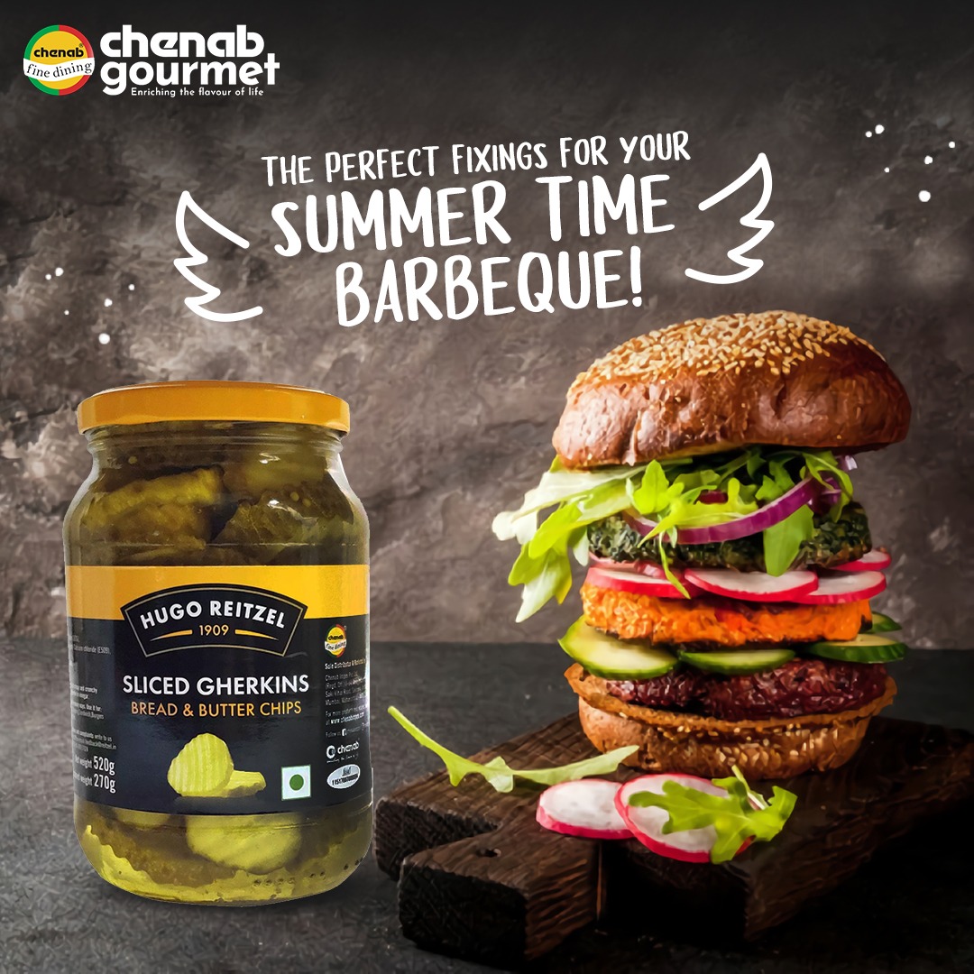 ChenabGourmet's tweet photo. No burger is ever complete without the right toppings. At your next barbecue, blow your guests' minds with Hugo Reitzel Sliced Gherkins Bread and Butter Chips, to add a new dimension and complexity of flavour to their burgers. Shop now at https://t.co/X94vXb9zk9 and Amazon! https://t.co/JgicQUKbqL