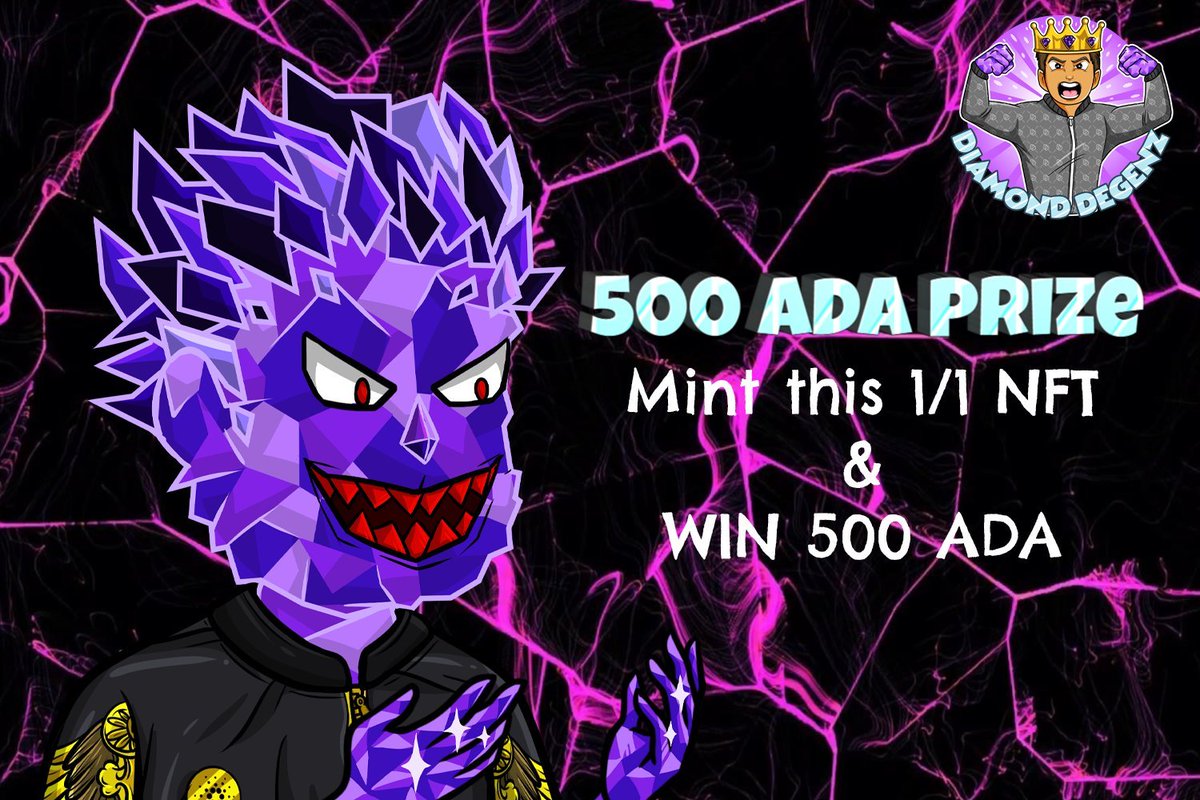 hashhedgecom's tweet photo. ❗️500 $ADA GiveAway Free❗️

Mint 1/1 NFT 20th May &amp; win 500 ADA 🏆

Don't forget to:
1. Like &amp; RT 💕♻️
2. Follow @DiamondDegenz &amp; like their last 2 tweets
3. Tag 3 friends 3⃣

48H

#CNFT #CNFTGiveaways #CNFTCommunity #ADA #CNFTGiveaway #Cardano #CNFTcollection #NFTs #NFTGiveaways https://t.co/pX9mM6wMHt