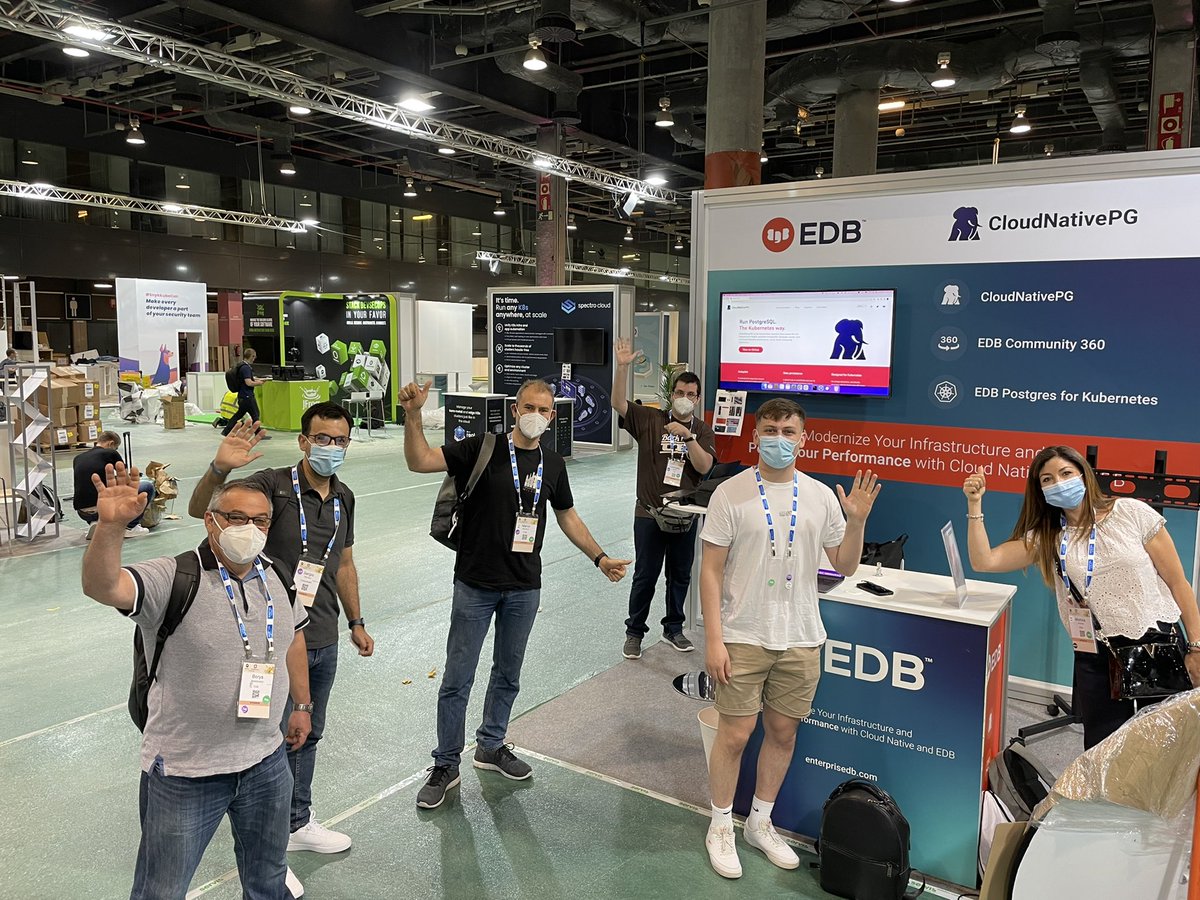 _GBartolini_'s tweet photo. The @EDBPostgres team is setting up our booth at #KubeConEU! Come and visit us at S81 to talk about #Postgres in #Kubernetes with #CloudNativePG open source operator and our enterprise level support! #PostgreSQL #K8s https://t.co/fF6yEFmsAT