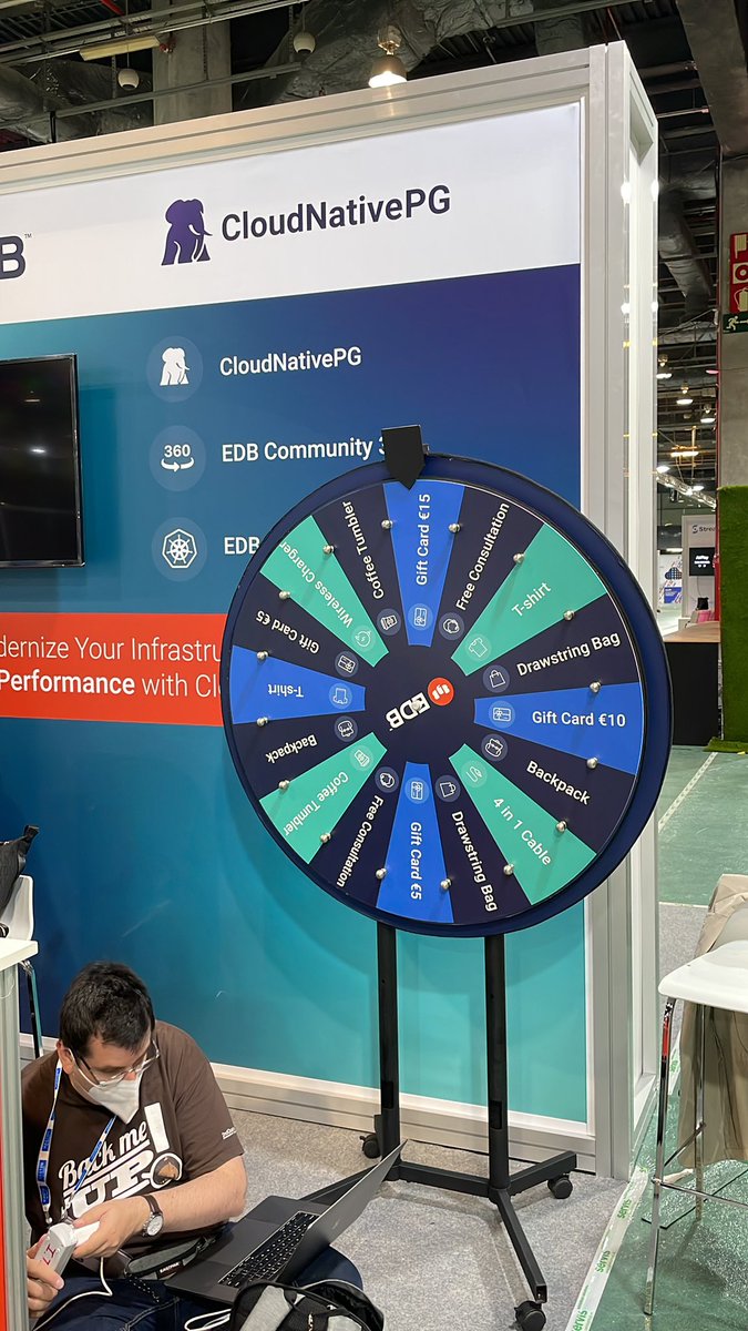 _GBartolini_'s tweet photo. The @EDBPostgres team is setting up our booth at #KubeConEU! Come and visit us at S81 to talk about #Postgres in #Kubernetes with #CloudNativePG open source operator and our enterprise level support! #PostgreSQL #K8s https://t.co/fF6yEFmsAT