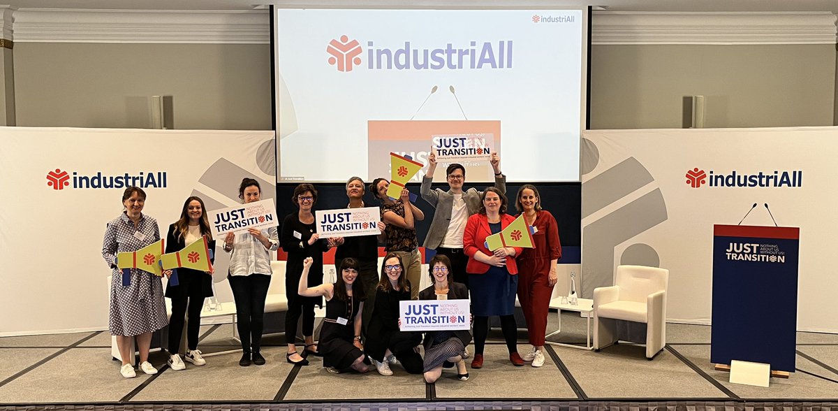 Jude_KD's tweet photo. Setting up the stage for the launch of @industriAll_EU #JustTransition manifesto - after over 20 sectoral &amp; regional roundtables, 2 independent research reports &amp; years of work across the union movement https://t.co/ZypwbPfRKZ