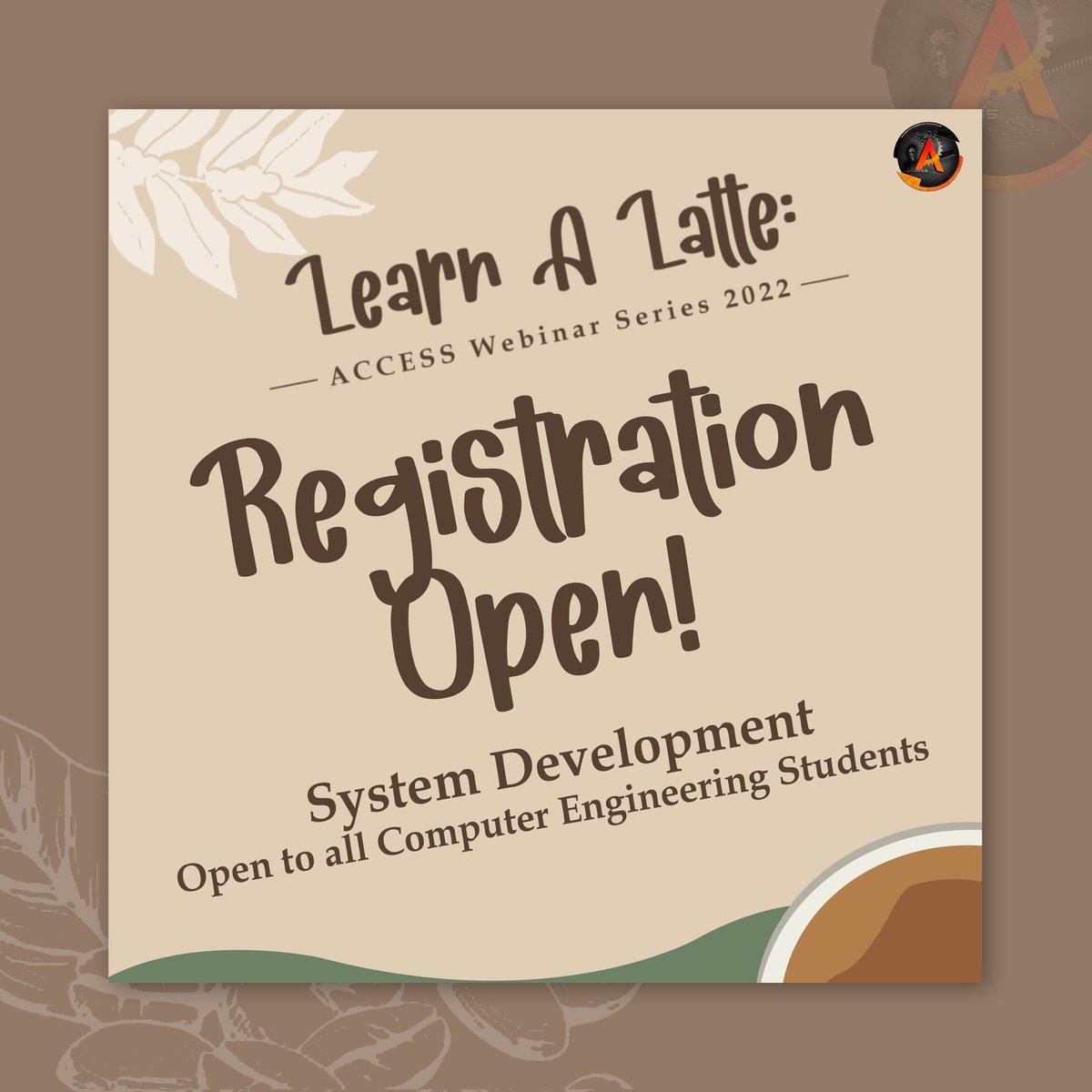 OfficialACCESS's tweet photo. Are you prepared, CpE? Here's what you've been waiting for!

The registrations for System Development and Big Data are NOW OPEN!

Don't miss out on the exciting and fun activities where you will undoubtedly "Learn a Latte!" https://t.co/qKDu1EYafz