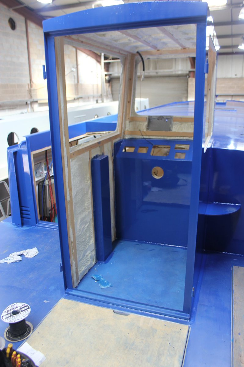 EthelBarge's tweet photo. The latest Pearl pictures from Colecraft Engineering Ltd showing the wheelhouse, the interior and the steps up to the rear deck. ‘It’s beginning to look a lot like a community barge’ 🎶🙂
#pearlsprogress #colecraftengineering https://t.co/91xtsW05eA