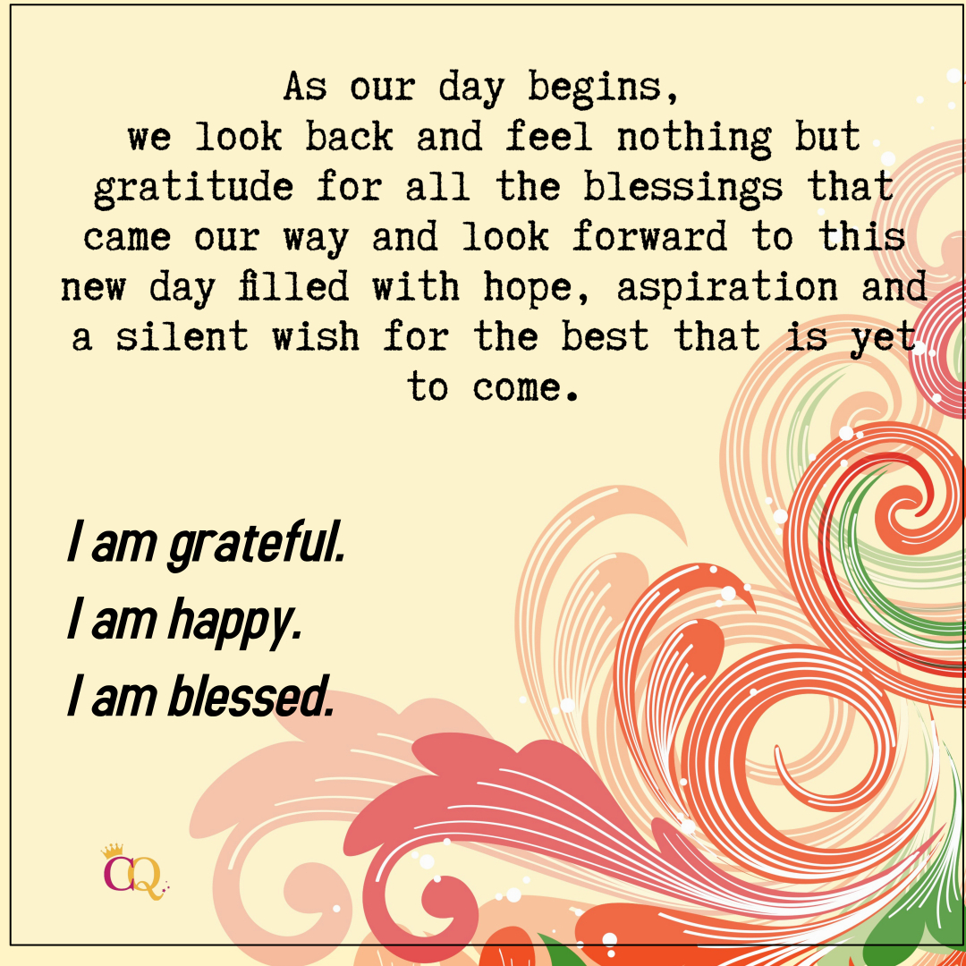 Good morning.  Every day brings new hope and possibilities. I smile and get my happy juices flowing which helps to fuel my day with positivity and good vibes.  #ThankfulTuesday #Dailymotivation #HappinessCoachGenny #DailyEncourgement
