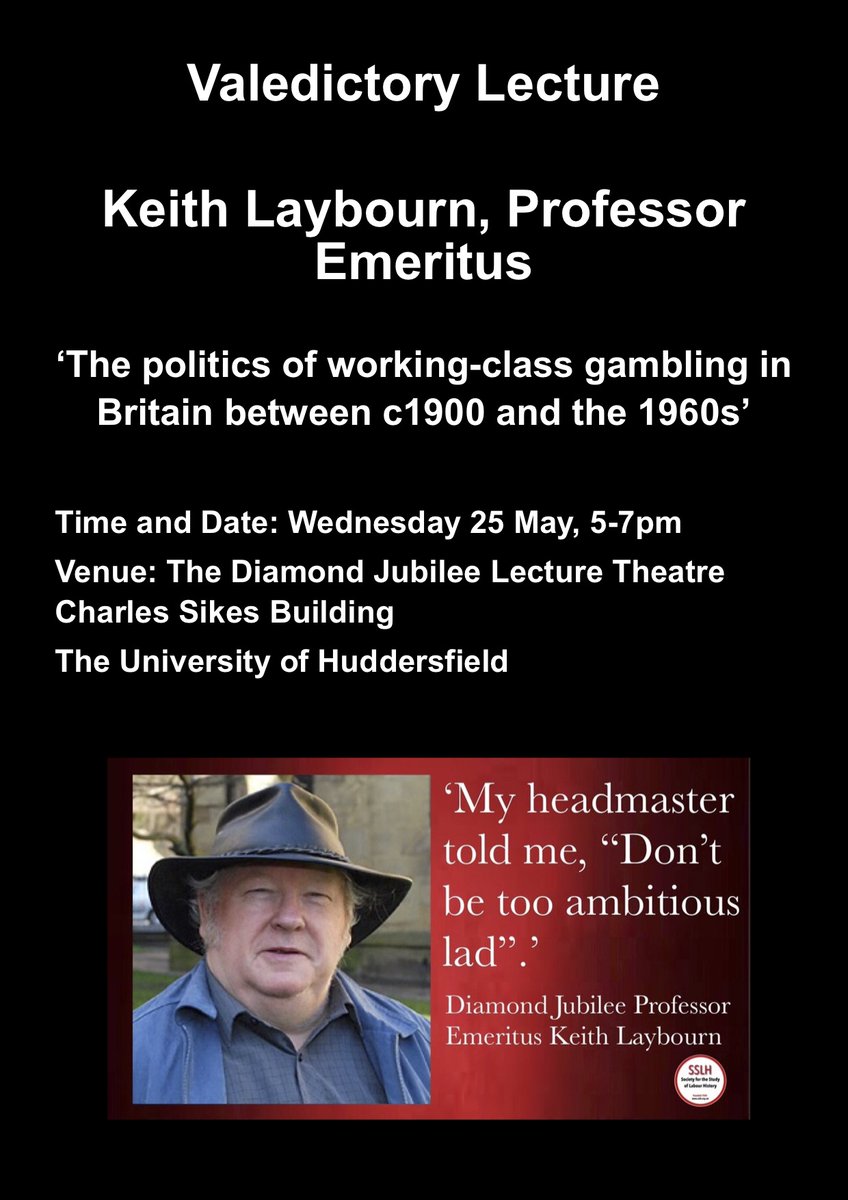 It's getting close! Just a week to go until we celebrate Professor Keith Laybourn's extraordinary career @HistoryatHud Do come along. No need to book. @HuddersfieldUni @huddshistorysoc @WeLoveResearch @CHICAMatHud