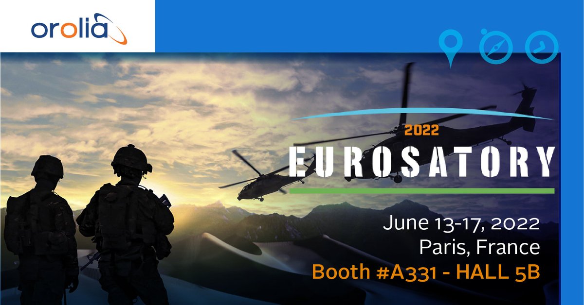 SafranNT's tweet photo. Come visit us in booth #A331 - Hall 5B at @cogeseurosatory 2022 in Paris. 

➡️ Schedule a meeting with our team: https://t.co/H1Q1ZVN5Me

#OroliaEvents #PNT #ResilientPNT #GNSS #Simulation #AtomicClocks #Timing #SARBE #OroliaSolutions #SkydelEverywhere #Eurosatory2022 https://t.co/EzEI97hMCk