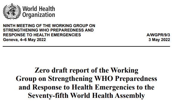 The official title gives you an idea about the tone of the whole report.You can see why most commentators have adopted the term "Pandemic Treaty".For the rest of this thread, I'll call it the "Zero Draft".