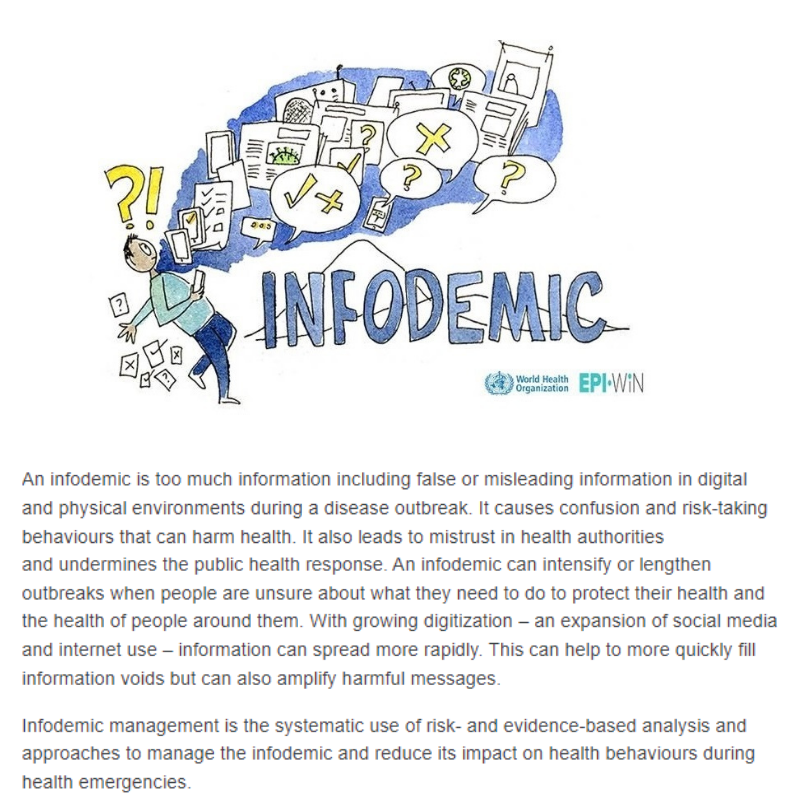 • Increased capacity for proactive countermeasures against misinformation & social media attacks• Stronger approaches to information and "infodemic" management.→ If you have never heard of an "infodemic" before, that's because it is a ridiculous term made up by the WHO.