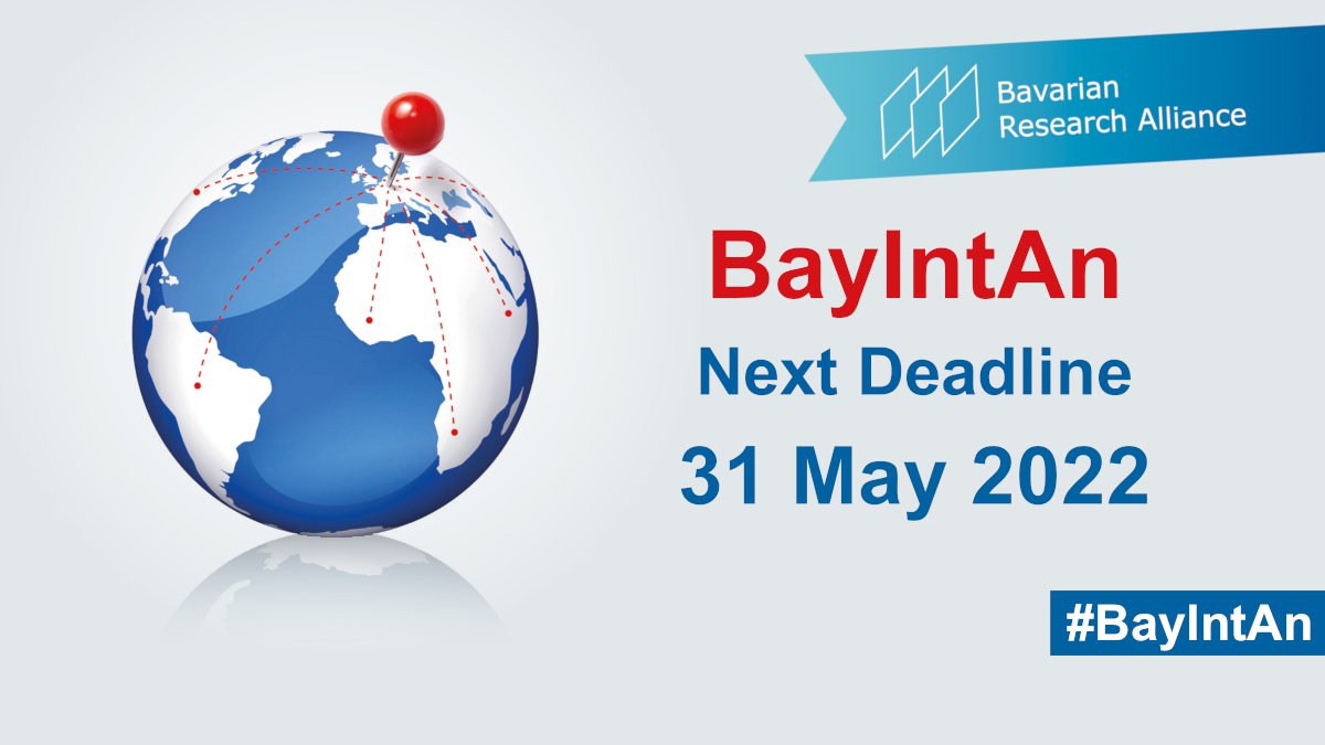 BayFOR's tweet photo. Start your international research project now and get funded by the Bavarian #Funding Programme #BayIntAn 🌍💸📌!
Don´t miss the next deadline on 31 May 2022: Apply now!
👉 https://t.co/qZasAxEVrM
#BayFOR #StMWK https://t.co/lvsfR9F5Hj
