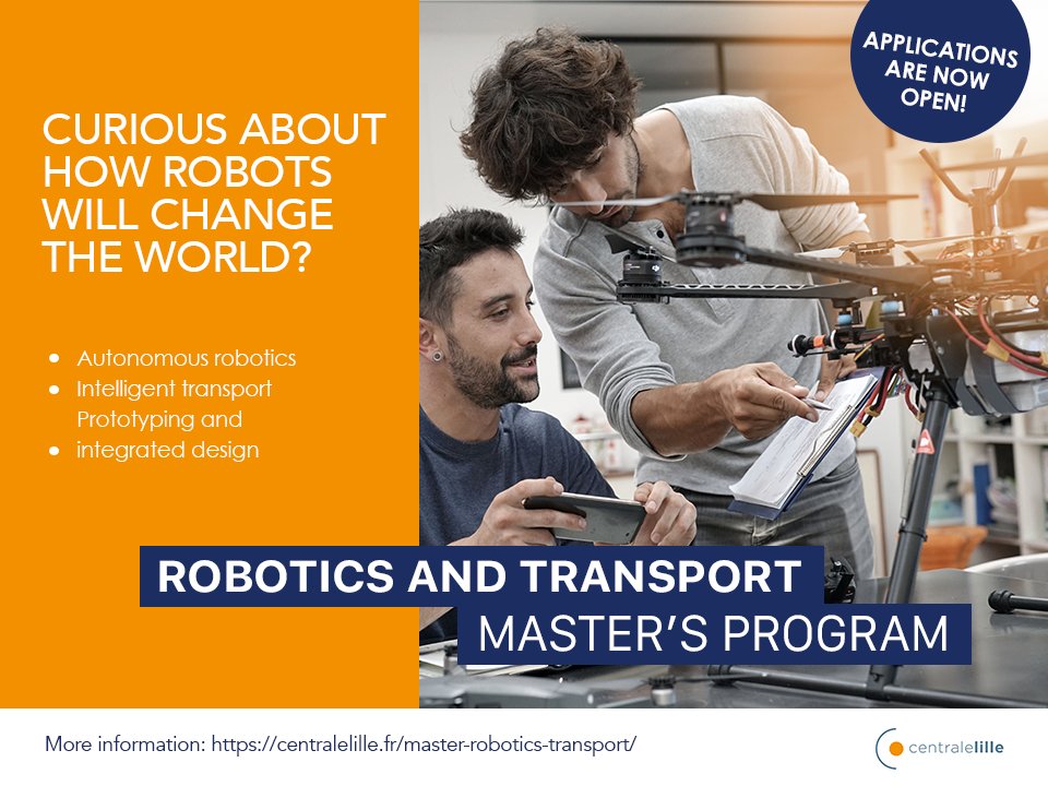 CFSverige's tweet photo. 👩‍🎓 Study an exciting international master in English at @Centralelille in 🇫🇷. You can still apply!

🩺 BioMedical Engineering, May 31 ⚠️
✈️ Aeronautics and Space, June 15 ⚠️
🤖 Robotics and Transport, June 24 ⚠️

https://t.co/tY2f4HNKKB
@IF_Suede
#Mastersdegree #Engineering https://t.co/gUgy6VuIhN