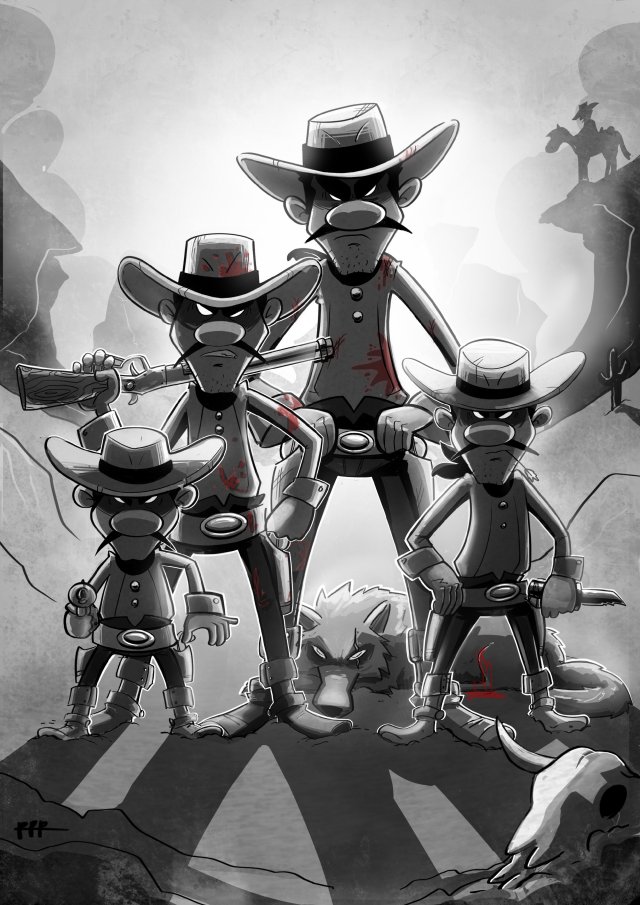 ShadeTimberwolf's tweet photo. I want to show you some of my recent artworks I got as gift or commission. My wolf Shade, with the Daltons. The artists can be found on instagram or twitter. roptrb (Rodrigo Ruiz / Instagram), @fobbich1 , @MeowMeows04872 and @Nievaris_Art #luckyluke #daltonbrothers #averelldalton https://t.co/6q2nZK6FBV