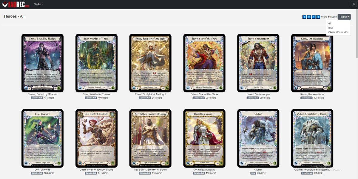 FAB_REC's tweet photo. We've analyzed EVERY DECKLIST from the #fabProTour plus The Callings and have used them to power FABREC! If you're familiar with @edhrec, you know how much power there is in our suite of tools - check out https://t.co/BMCeZHSAc7 and let us know what you think! https://t.co/Sxs9RKZGBY