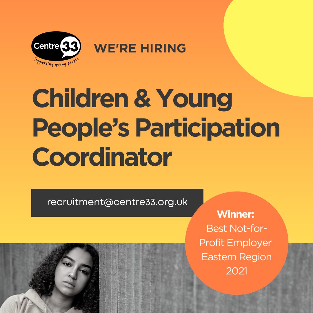 Centre33Camb's tweet photo. We're hiring! Children and young people are at the heart of Centre 33, and due to the growth of our charity we have created a new dedicated CYP Participation Coordinator role.

Find out more on our website:
https://t.co/ADampYaMQu

#hiring #mentalhealth #growth #people https://t.co/3rSKA5fNCW