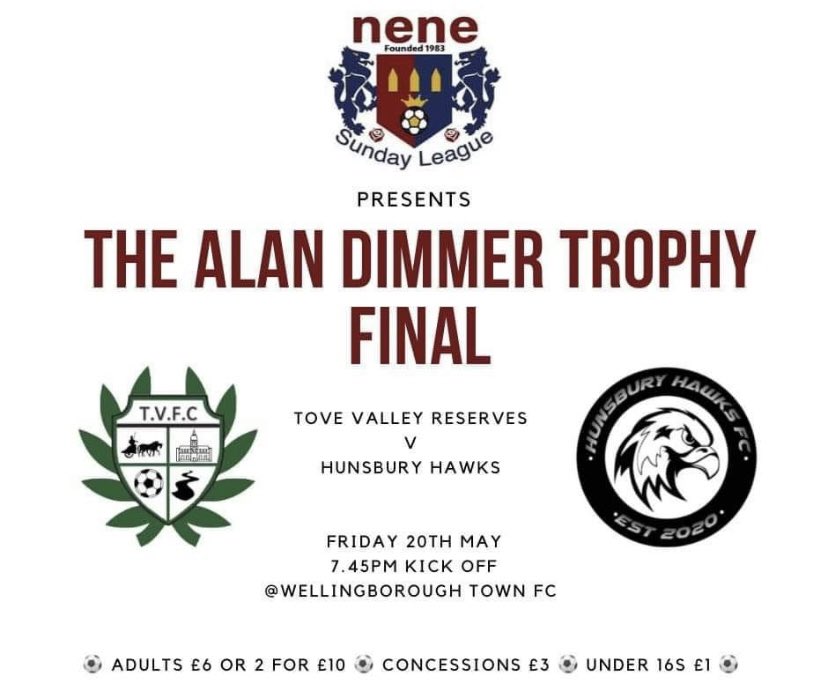 🔜 The Alan Dimmer Trophy
📍 Wellingborough Town
⏱19:45
💰 £6 each  / 2 for £10 CASH ONLY!!!

get yourself down #ntfc fans 👞

Graphic by @NeneLeague