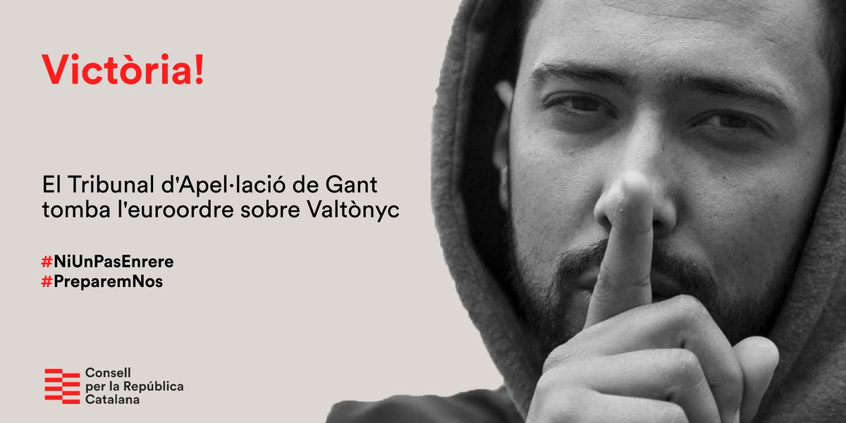 ConsellRep's tweet photo. 📡 L'exili torna a vèncer la repressió espanyola: el Tribunal d'Apel·lació de Gant tomba l'euroordre contra @valtonyc. Ja són dos tribunals diferents que desautoritzen la petició de la justícia espanyola.

#NiUnPasEnrere
#PreparemNos
https://t.co/o3TYWDssIO https://t.co/1CmFQrNq6p
