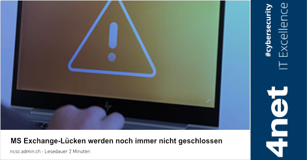 4netAG's tweet photo. ⚠️ Altbekannte 𝗠𝗦 𝗘𝘅𝗰𝗵𝗮𝗻𝗴𝗲 Lücke noch immer ungepatched - über 𝟮𝟬𝟬 𝗨𝗻𝘁𝗲𝗿𝗻𝗲𝗵𝗺𝗲𝗻 𝘂𝗻𝗱 𝗚𝗲𝗺𝗲𝗶𝗻𝗱𝗲𝗻 (!) mussten erneut vom @GovCERT_CH mit eingeschriebenem Brief über ihre Verwundbarkeit informiert werden.
https://t.co/0dmc6ZMQi2
#CyberSecurity  #4net https://t.co/299C2y5wLL