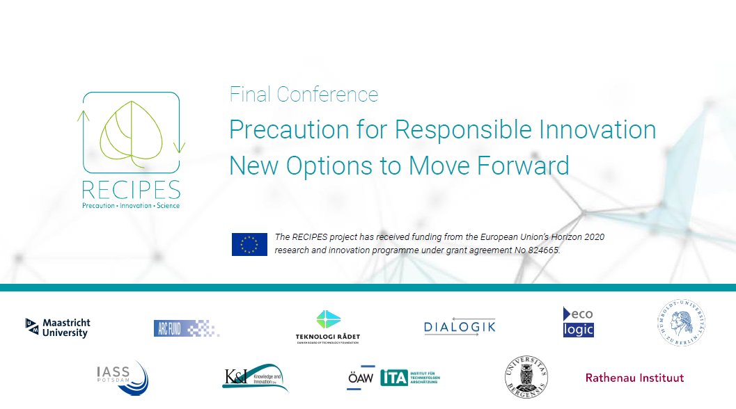 RECIPESproject's tweet image. Last week the RECIPES team conducted the dissemination conference “Precaution for Responsible Innovation: New Options to Move Forward” in Brussels and online. 
👉 Read this for a short recap: recipes-project.eu/events/precaut…