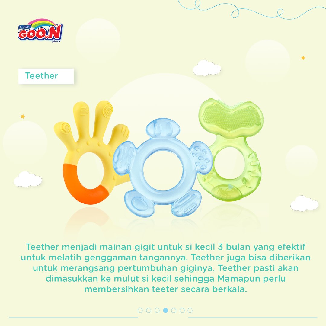 GOON_Indonesia's tweet photo. Apakah mama sedang mencari mainan untuk si Kecil usia 3 bulan? Jika iya, pastikan mainan yang dipilij yang dapat mengembangkan keterampilan motoric dan koordinasi si Kecil ya Ma! 😊
#GoonIndonesia #GoonDiaper #diapersgoon #TandaCintaMama #NewMoms https://t.co/gGMLQShsE5