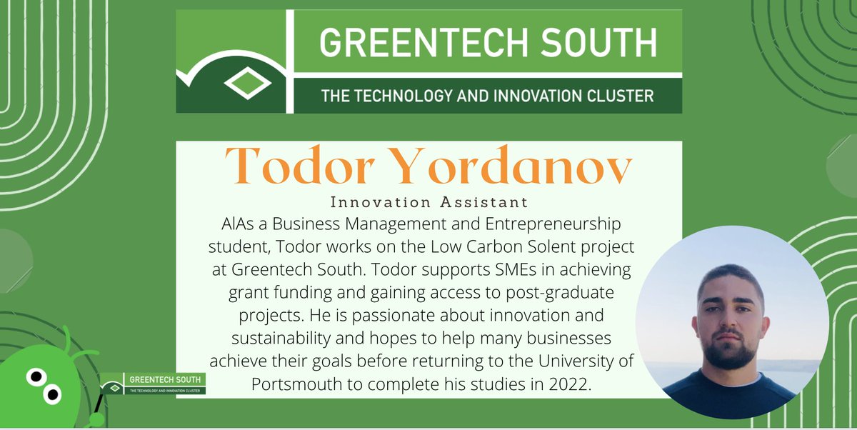 GreentechSouth's tweet photo. Today we are introducing, Todor! ๐
He is the Innovation Assistant for Low Carbon Solent ๐
#LowCarbonSolent #LCS #greentechsouth #GTS #innovation_support #business_support #SMEs https://t.co/7wEjKQy3mF