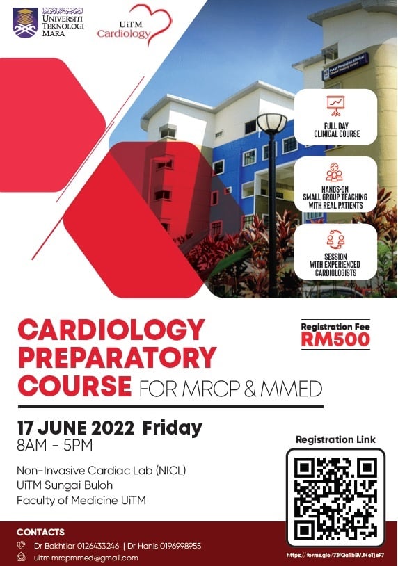 UiTMCardio's tweet photo. We are back! The cardiology preparatory course for MRCP and MMed is ready for a physical meeting with a line-up of exciting, interesting, and real-life cases. We want you to go through cardiology exam stations with ease. Reserve a seat now at https://t.co/vYaA7GFDwV.🧑‍⚕️👩‍⚕️ https://t.co/uzQqvvlggp