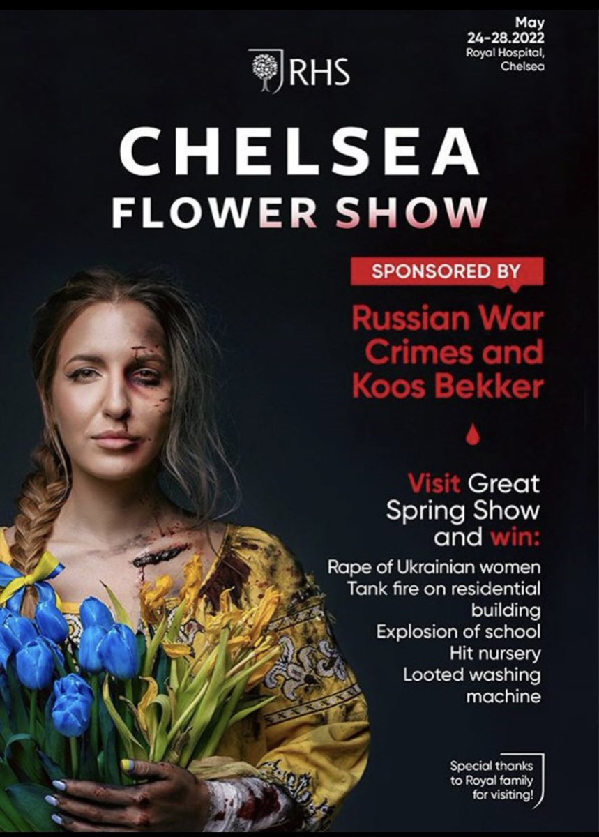 fox_roksi's tweet photo. Great Flower Show ’22 @The_RHS can not be holding by Koos Bekker’s money @Naspers. @RoyalFamily @CEMatterson this is the bloody money that he earned in the war in Ukraine. It's cynical to enjoy flowers for which Ukrainians died. #StopBloodyTrade #AvitoPromotesWar #RHSpromotesWar https://t.co/8e2p3i4NFf