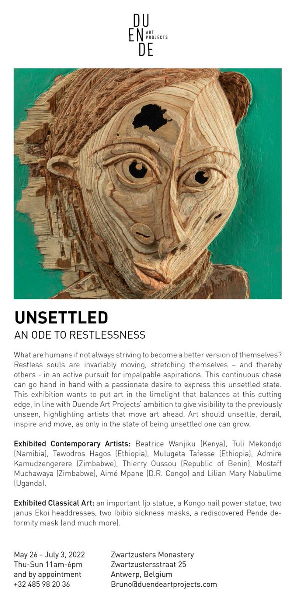 M_Kaapanda's tweet photo. Exciting News: Works by one of Namibia's most talented and important contemporary visual artists, Tuli Mekondjo, will be shown in Antwerp, Belgium, as part of the "Unsettled" exhibition from 26 May until 3 July 2022.

For more, see: https://t.co/5j4qnY6ctm https://t.co/X2Cnypo19Q