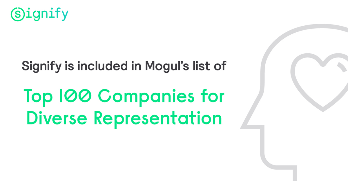 SignifyCompany's tweet photo. We're proud to share Signify's inclusion in Mogul's Top 100 Companies for Diverse Representation. Learn about our culture through our Powering Inclusion blog series, highlighting Signify DE&I Champions and their stories, here: https://t.co/1TSBjxzXtZ
#SignifyLife #WeAreSignify https://t.co/Jfu8Bgje9G