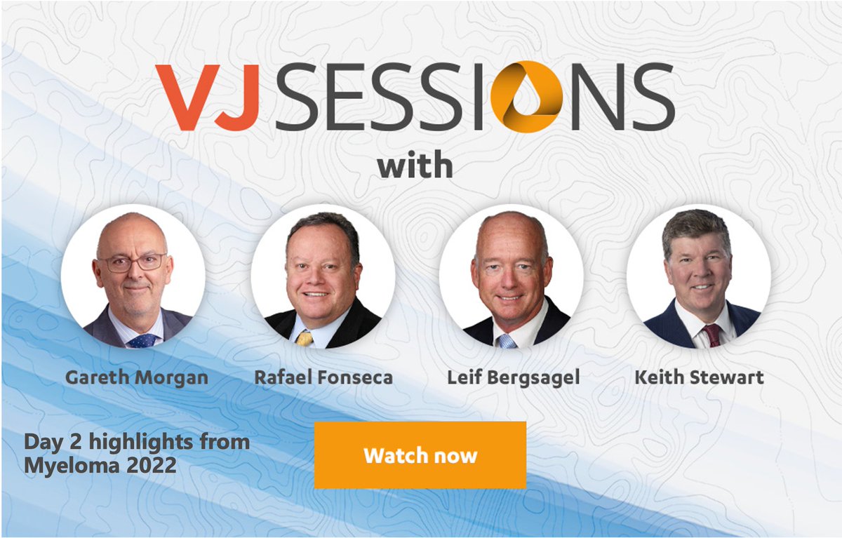 VJHemOnc's tweet photo. #VJSessions | We're pleased to bring you our latest session from #Myeloma22. @DrGarethMorgan1, @Rfonsi1, @Leif_Bergsagel &amp; @akeithstewart have a fascinating discussion on highlights from this year's meeting. 

Watch here:

👉https://t.co/AmdhbjngyK👈 

#MMsm https://t.co/vFIewp0AhU
