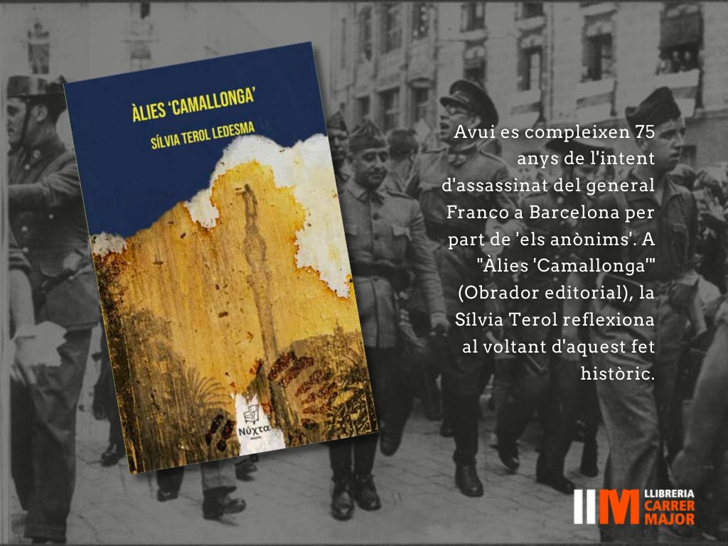 Avui es compleixen 75 anys de l'intent d'assassinat del general Franco a Barcelona per part de 'els anònims'. A "Àlies 'Camallonga'" (<a href="/ObradorEd/">Obrador editorial</a>), la Sílvia Terol reflexiona al voltant d'aquest fet històric.

Fes-te amb el teu exemplar!

CLICA&amp;Llegeix ⏩
wa.me/34618597060