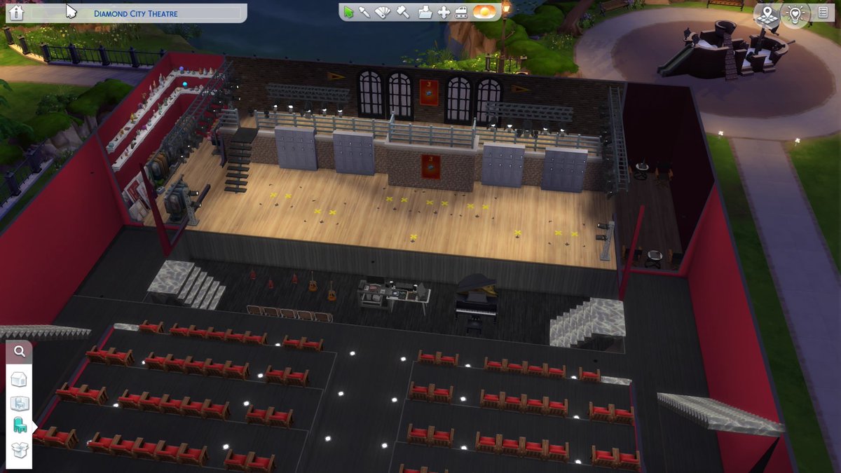 theindigosystem's tweet photo. I realised I forgot to post pics of my theatre yesterday oops lol. Gallery ID: ManicPanic199 #TheSims4 #ShowUsYourBuilds https://t.co/vTzdp3jtt3
