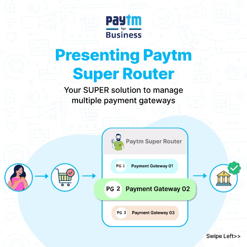 PaytmBusiness's tweet photo. Introducing ๐๐๐ฒ๐ญ๐ฆ ๐๐ฎ๐ฉ๐๐ซ ๐๐จ๐ฎ๐ญ๐๐ซ that enables you to manage multiple payment gateways and routes your incoming business payments through the best performing payment gateway and helps you achieve high success rates. All.The.Time!
#PaytmSuperRouter #PaytmforBusiness