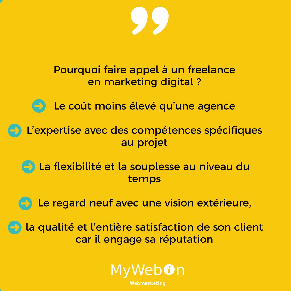 my_webin's tweet photo. Top 5 des raisons de faire appel à un freelance pour son projet en marketing digital !

Création de contenus, community management, rédaction web, référencement,…il y a plusieurs raisons de se faire accompagner par un consultant freelance.

#Webmarketing #MarketingDigital https://t.co/KQSSIdaIsA