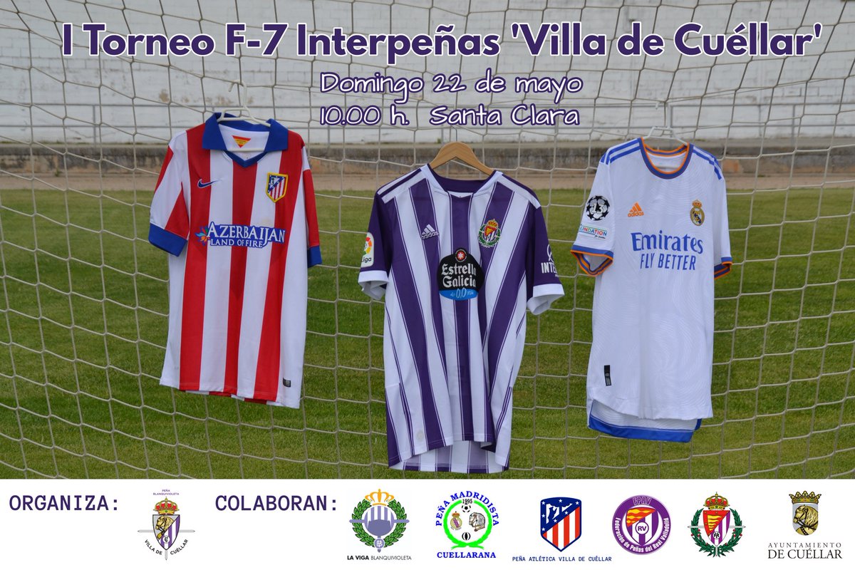 Este próximo domingo 22 celebraremos el 'Torneo F-7 Interpeñas 'Villa de Cuéllar. Será una jornada de hermanamiento entre aficiones que se desarrollará de 10 a 14.00 horas en el campo de Santa Clara.
¡Habrá sorteo de regalos entre los participantes!
💜 ¡Os esperamos!💜
